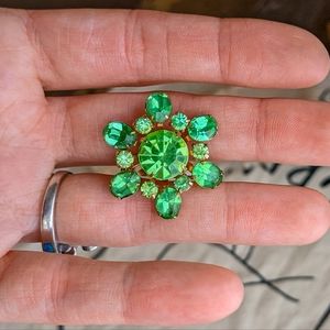 Vintage 1950's Gold Tone Faceted Gemstone Brooch - CoroCraft Collectables